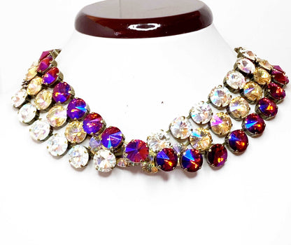 Champagne Crystal Necklace | Purple Georgian Collet | Anna Wintour Style