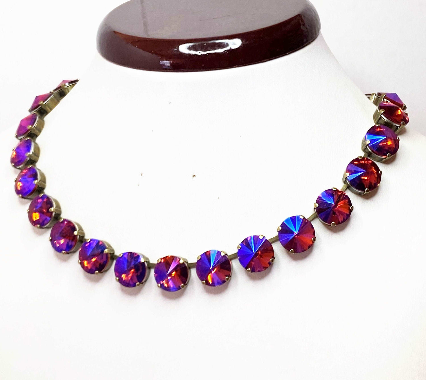 Champagne Crystal Necklace | Purple Georgian Collet | Anna Wintour Style