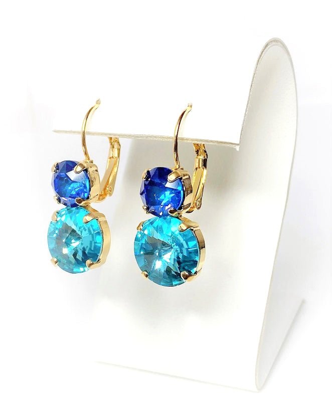 Aquamarine Sapphire Gold Plated Earrings | Blue Stone Drops