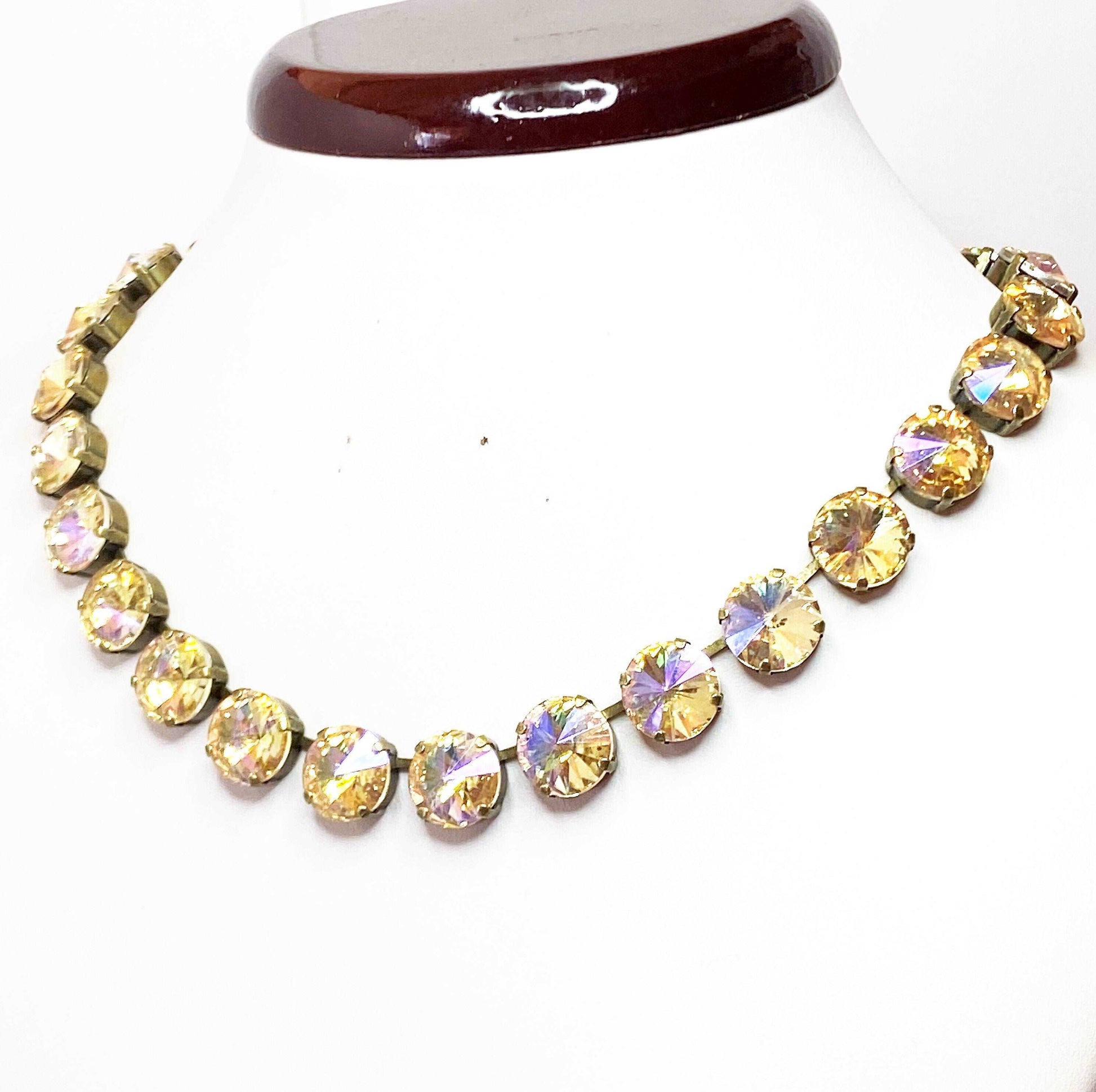 Champagne Crystal Necklace | Purple Georgian Collet | Anna Wintour Style
