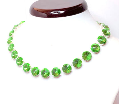 Emerald Peridot Georgian Collet Necklaces | Anna Wintour Style | Statement Rhinestone Choker