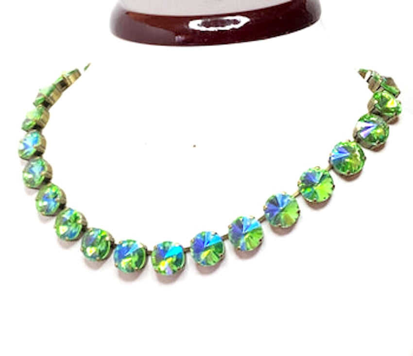 Emerald Peridot Georgian Collet Necklaces | Anna Wintour Style | Statement Rhinestone Choker