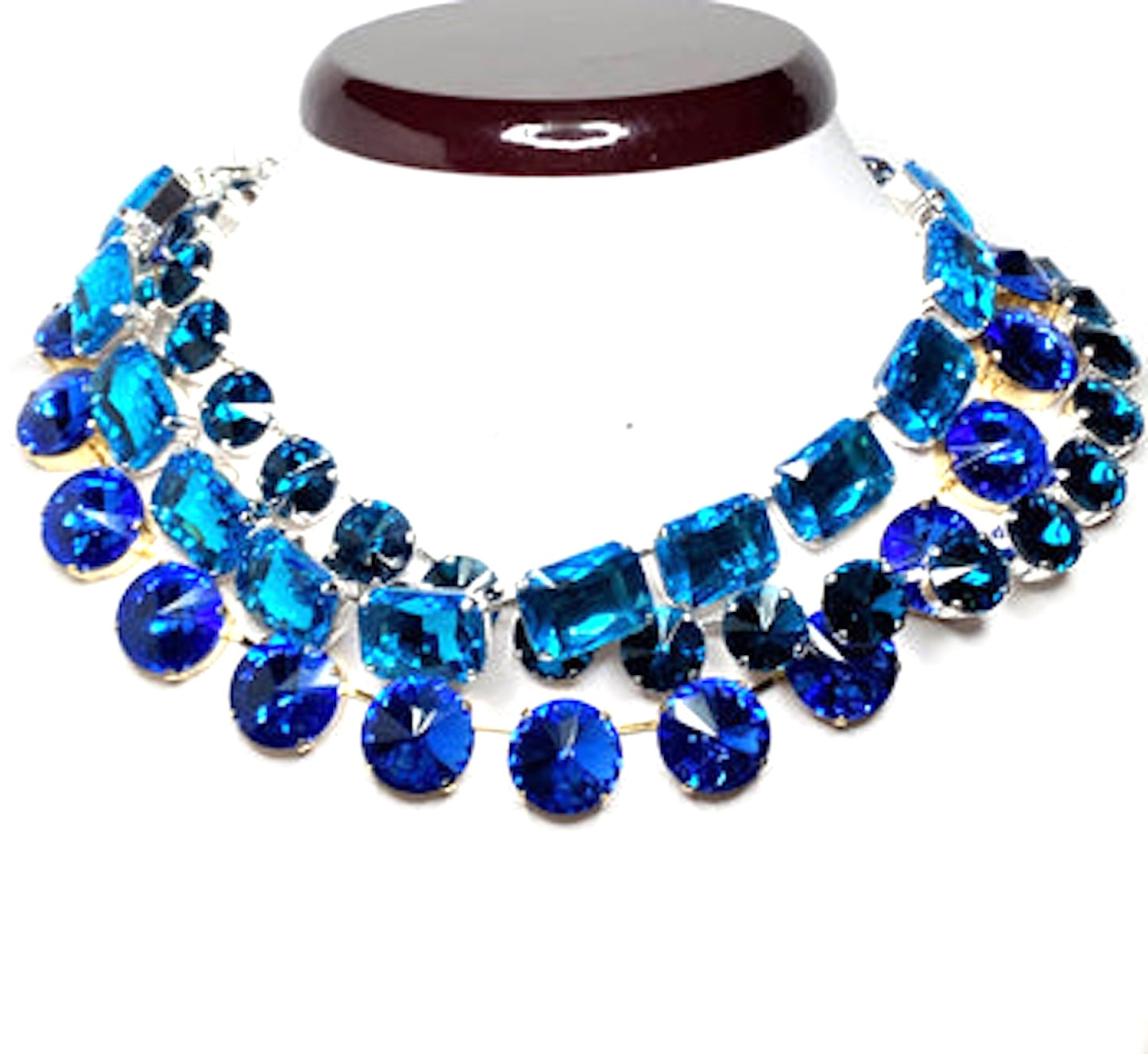 Sapphire Aquamarine Georgian Collet Crystal Choker | Blue Riviere Necklace | Anna Wintour Style | Statement Jewelry