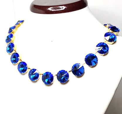 Sapphire Aquamarine Georgian Collet Crystal Choker | Blue Riviere Necklace | Anna Wintour Style | Statement Jewelry