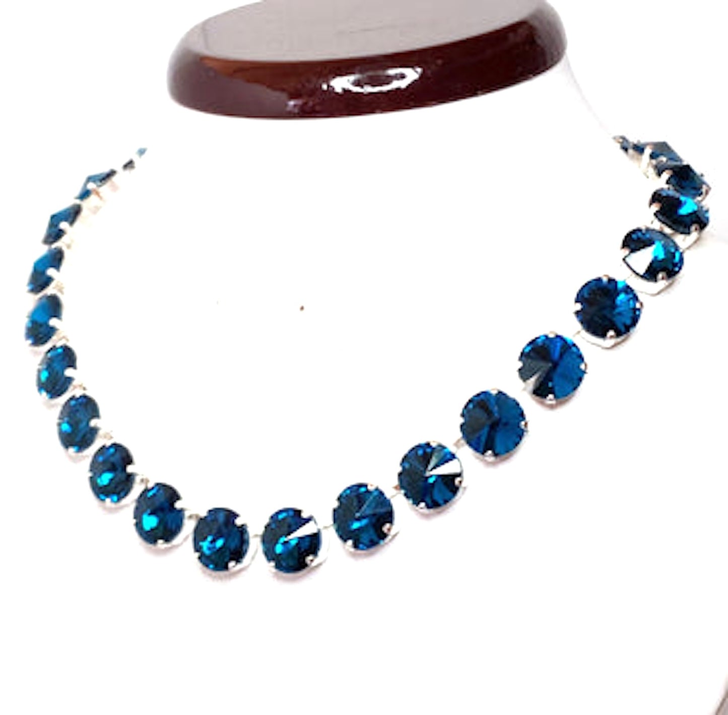 Sapphire Aquamarine Georgian Collet Crystal Choker | Blue Riviere Necklace | Anna Wintour Style | Statement Jewelry