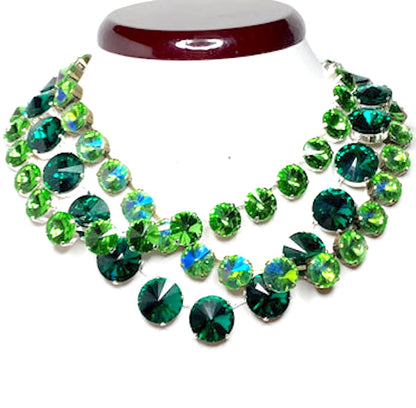 Emerald Peridot Georgian Collet Necklaces | Anna Wintour Style | Statement Rhinestone Choker