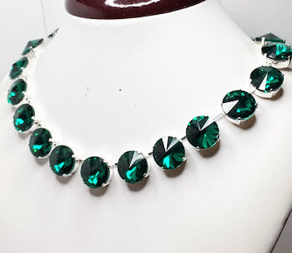 Emerald Peridot Georgian Collet Necklaces | Anna Wintour Style | Statement Rhinestone Choker