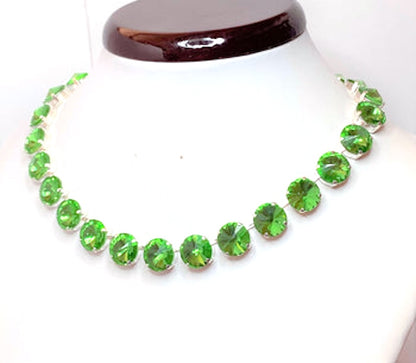 Emerald Yellow Georgian Collet Necklaces | Peridot Riviere Necklace