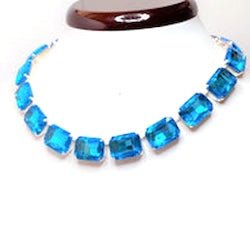 Aquamarine Sapphire Crystal Georgian Collet Chokers | Statement Necklaces