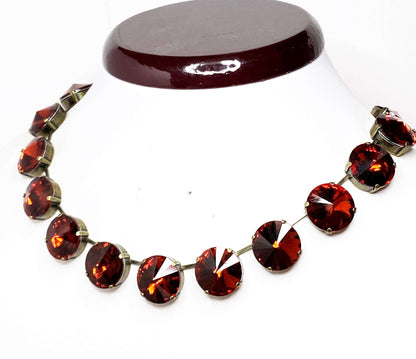 Burnt Orange Crystal Georgian Collet Necklace | Anna Wintour Statement Choker | Vintage Round Choker