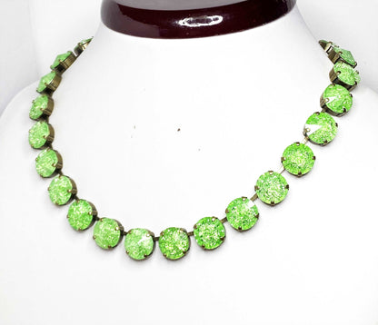 Emerald Peridot Georgian Collet Necklaces | Champagne Crystal Statement Choker | Anna Wintour Style