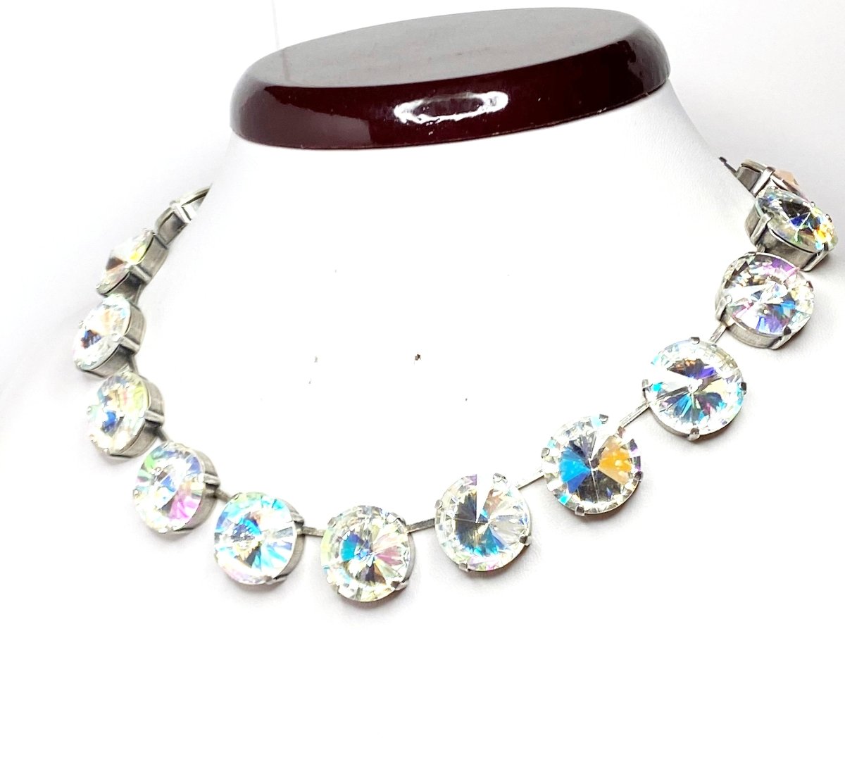 Aquamarine Clear Georgian Collet Necklaces | Anna Wintour Style | Clear Rhinestone Choker