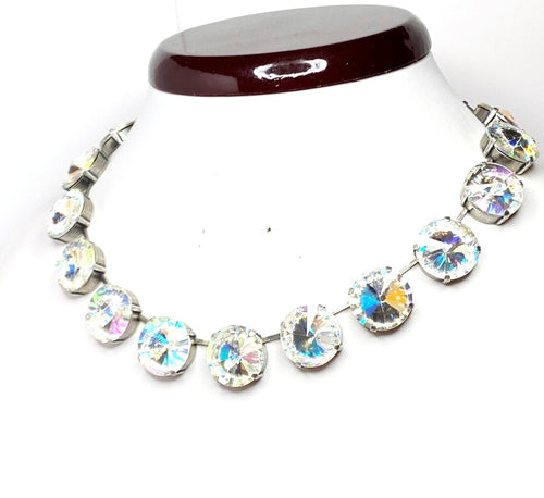 Aquamarine Clear Georgian Collet Necklaces | Anna Wintour Style | Clear Rhinestone Choker