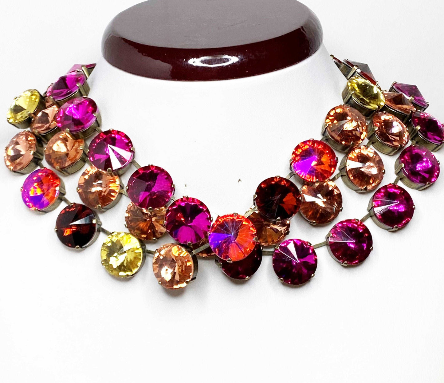 Fuchsia Pink Georgian Collet Choker | Rose Peach Riviere Necklace | Anna Wintour Style