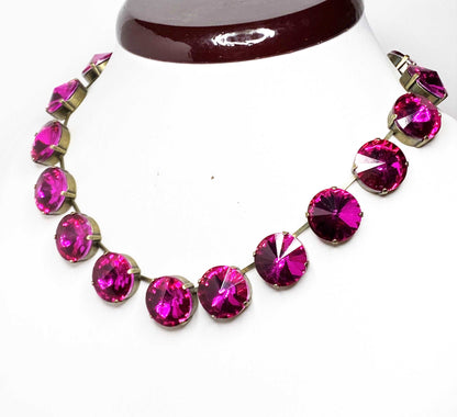 Fuchsia Pink Georgian Collet Choker | Rose Peach Riviere Necklace | Anna Wintour Style