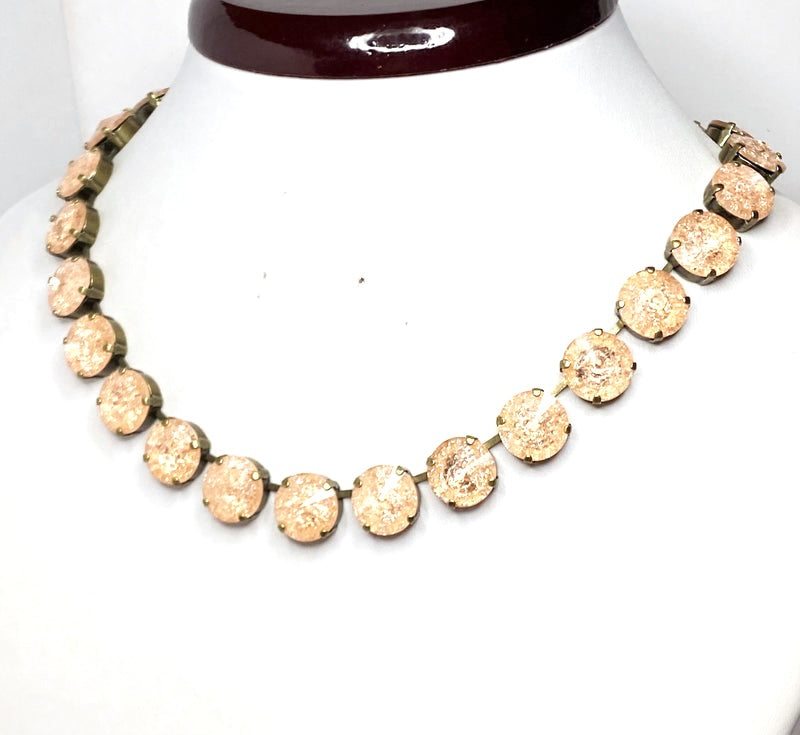 Rose Peach Crystal Georgian Collet Chokers | Riviere Statement Necklace