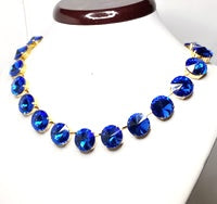 Aquamarine Sapphire Crystal Georgian Collet Chokers | Statement Necklaces | Vintage Style