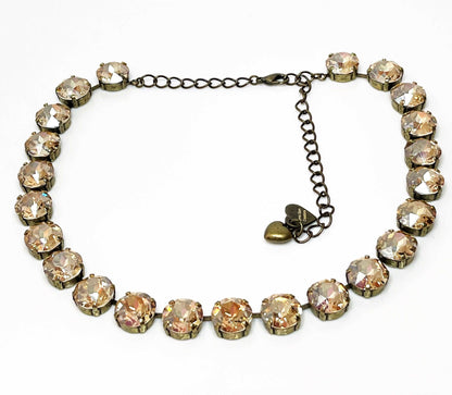 Light Silk Crystal Georgian Collet Choker | Anna Wintour Style | Gold Riviere Necklace