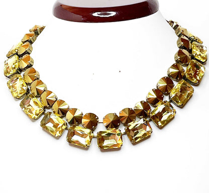 Gold Georgian Collet Necklace | Yellow Statement Crystal Choker | Anna Wintour Style