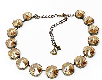 Light Silk Crystal Georgian Collet Choker | Anna Wintour Style | Gold Riviere Necklace