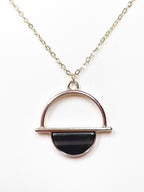 Black Semi-circle Gold Acrylic Pendant, 14kt Gold Filled, Tortoise Shell Round Pendant, Women Gift, Necklaces for Women, Acetate Necklace