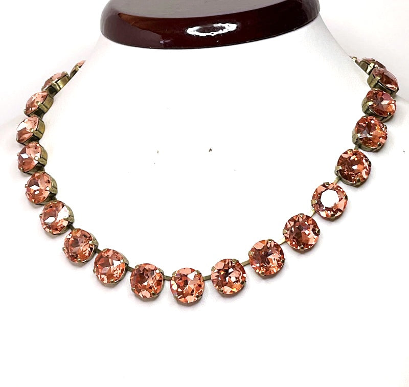 Rose Peach Crystal Georgian Collet Chokers | Riviere Statement Necklace