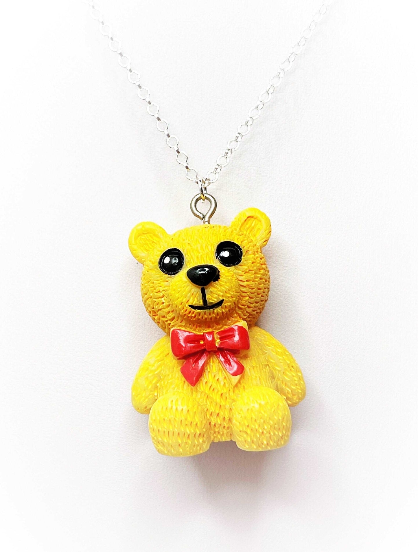 Cute Teddy Bear Pendant, Silver Plated, Sterling Silver, Quirky Jewelry, Necklaces for Women, Fun Jewellery, Novelty Pendant, Bear Necklace