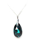 Blue Zircon Teardrop Austrian Crystal Pendant | 925 Sterling Silver