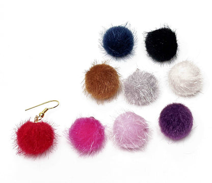 Cute Furry Pom Pom Earrings , Gold Plated, Gold Filled, Multi-colour Charm Earrings, Furry Drops, Earrings for Women, Fun Dangles