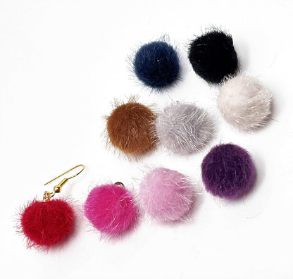 Cute Furry Pom Pom Earrings , Gold Plated, Gold Filled, Multi-colour Charm Earrings, Furry Drops, Earrings for Women, Fun Dangles