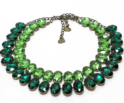 Anna Wintour Necklace, Emerald Georgian Collet, Peridot Rhinestone Choker, Riviere Necklace, Statement Necklace, Layering Chokers