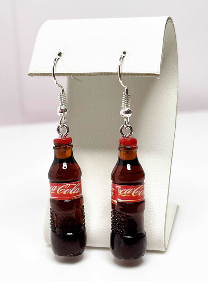 Coke Bottle Earrings, Silver Plated, Sterling Silver, Quirky Earrings, Funky Drops, Earrings for Women, Fun Soda Dangles, Coke Lovers Gift