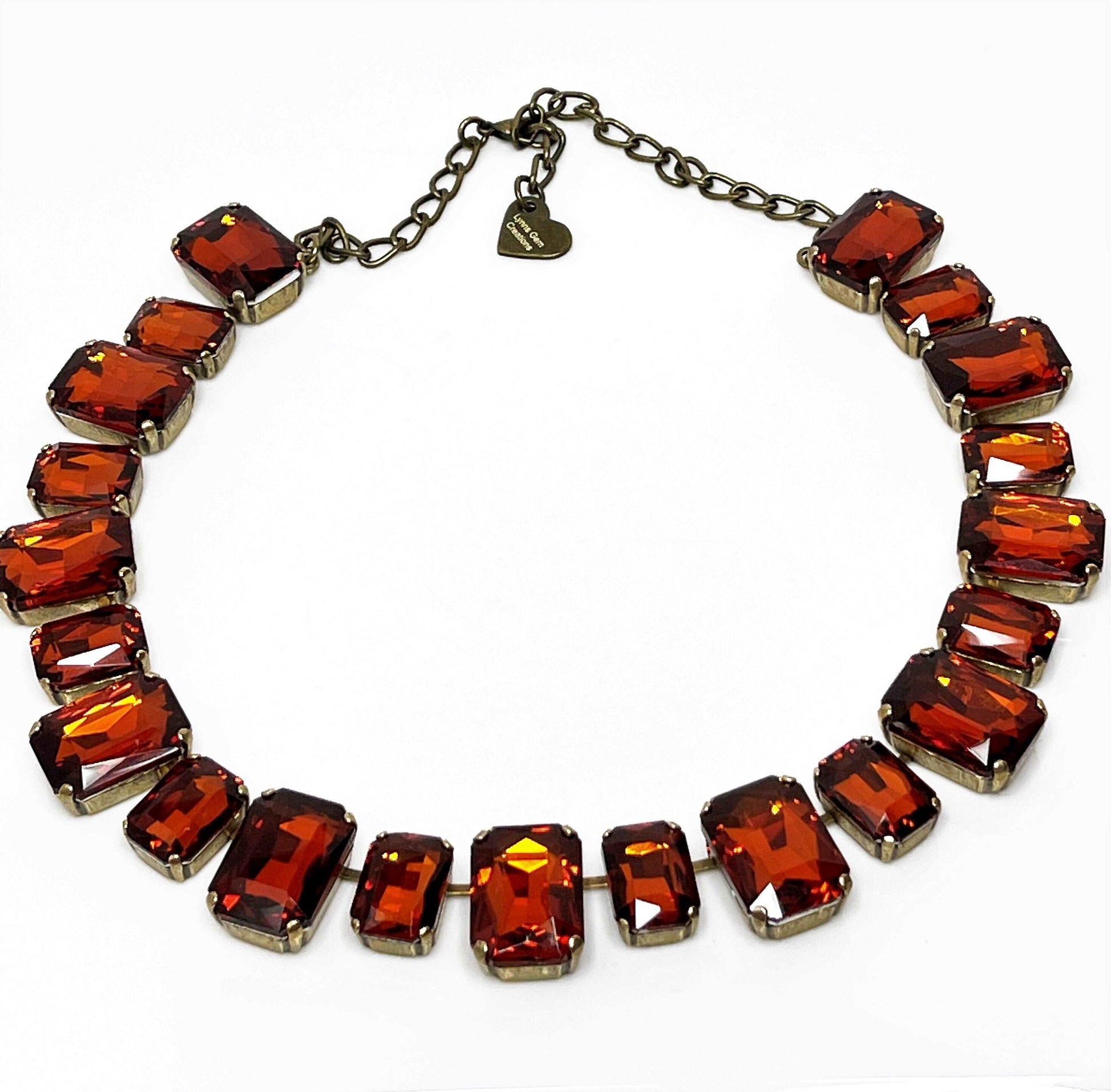 Peridot Georgian Collet Choker, Anna Wintour Style, Burnt Orange Statement Choker, Riviere Necklace, Necklaces for Women, Vintage