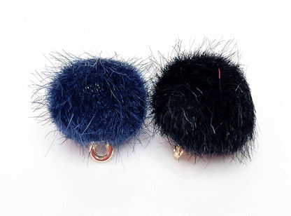 Cute Pom Pom Earrings, Gold Plated, Gold Filled, Multi-colour Charm Earrings, Furry Drops, Earrings for Women, Fun Dangles