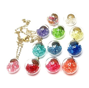 Crystals Glass Ball Pendant | Sparkly Ball Necklace | Fun Jewellery | Novelty Pendant