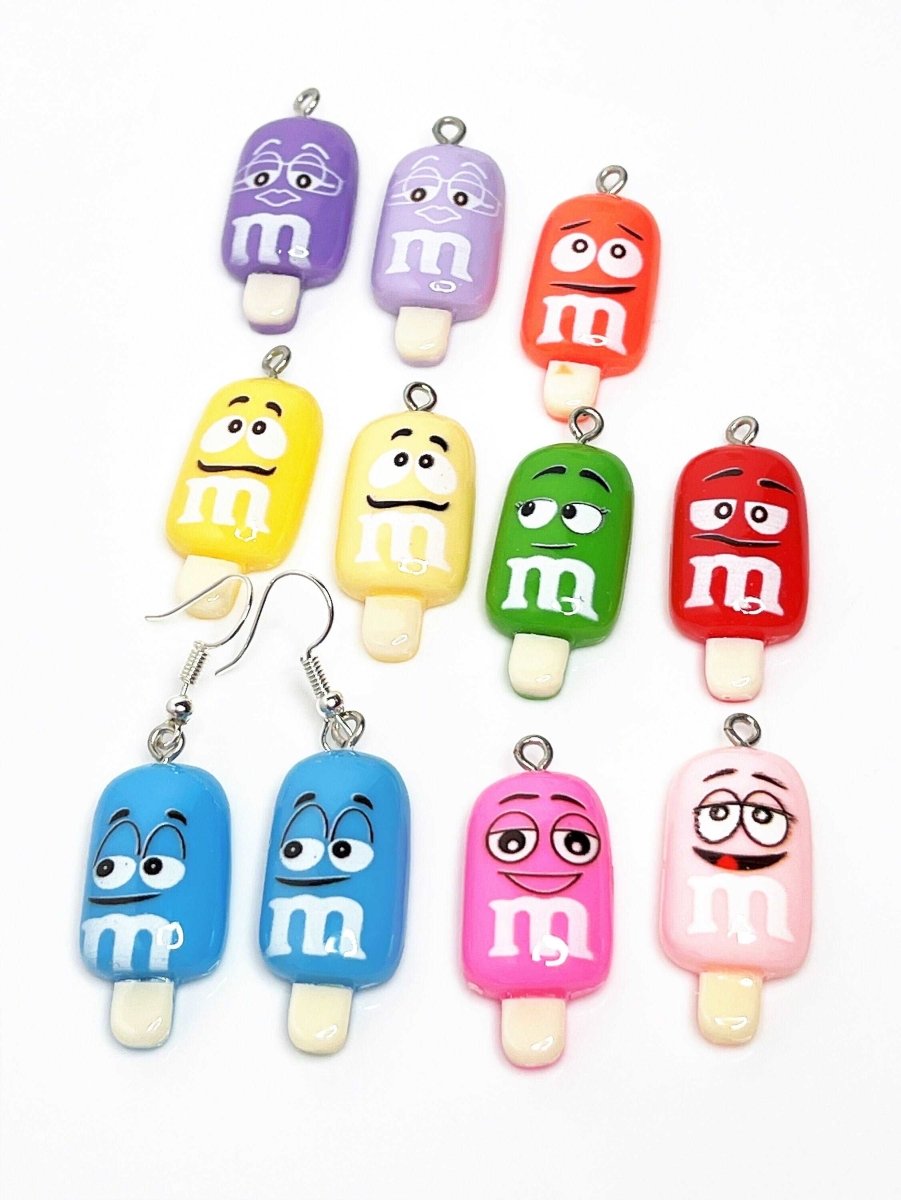 Lolly Charm Earrings, Silver Plated, Sterling Silver, Multi-colour Charm Earrings, Funky Drops, Earrings for Women, Lolly Dangles