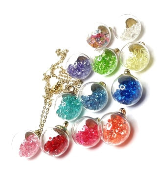 Crystals Glass Ball Pendant | Sparkly Ball Necklace | Fun Jewellery | Novelty Pendant