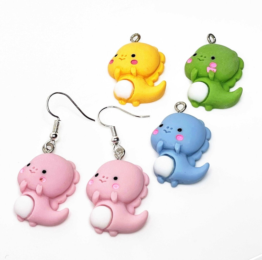 Cute Baby Dinosaur Earrings, Silver Plated, Sterling Silver, Funky Drops, Earrings for Women, Dinosaur Lovers, Quirky Drops