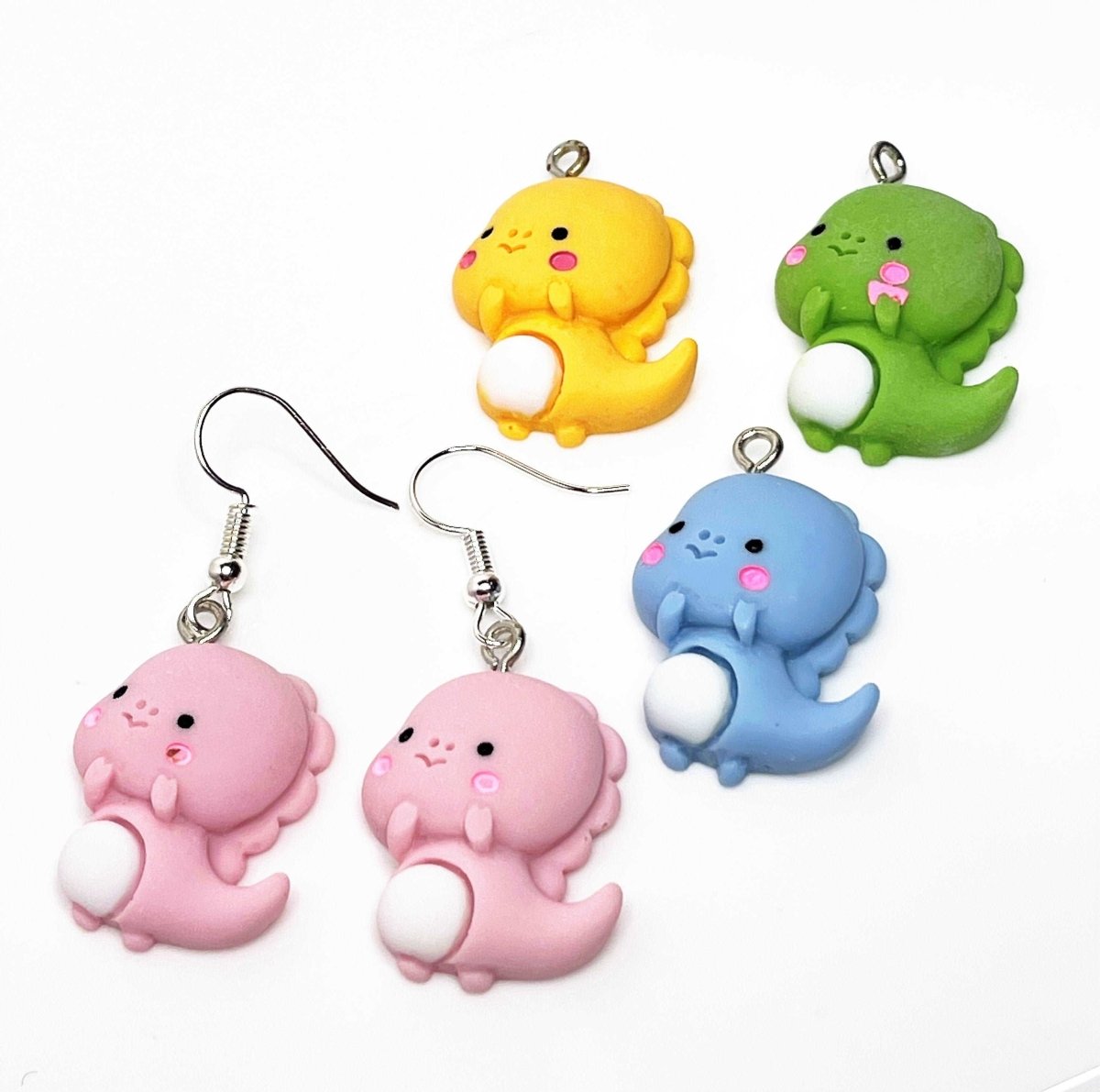 Cute Baby Dinosaur Earrings, Silver Plated, Sterling Silver, Funky Drops, Earrings for Women, Dinosaur Lovers, Quirky Drops