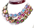Rainbow Crystal Georgian Collet Necklaces | Anna Wintour Style | Purple Crystal Choker | Riviere Statement Necklace