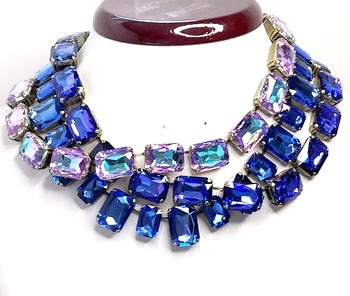 Blue Georgian Collet Necklaces | Sapphire Crystal Chokers | Anna Wintour Necklace | Statement Riviere Necklace