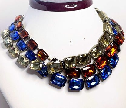 Blue Orange Georgian Collet Necklaces | Anna Wintour Style | Statement Necklaces