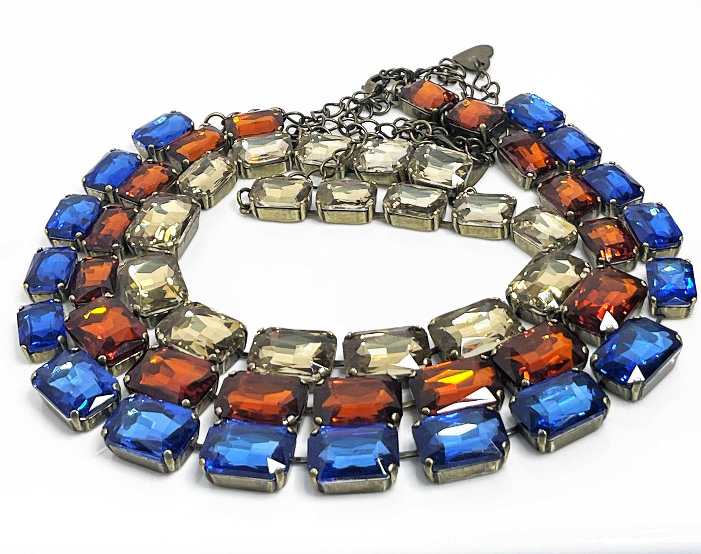 Blue Orange Georgian Collet Necklaces | Anna Wintour Style | Statement Necklaces