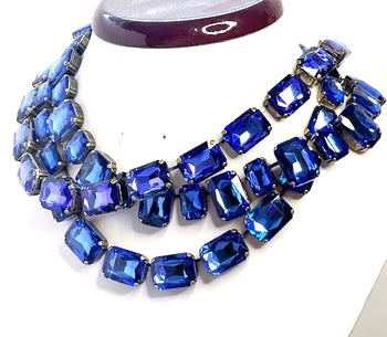 Blue Purple Georgian Collet Necklace | Sapphire Crystal Choker | Statement Riviere Necklace