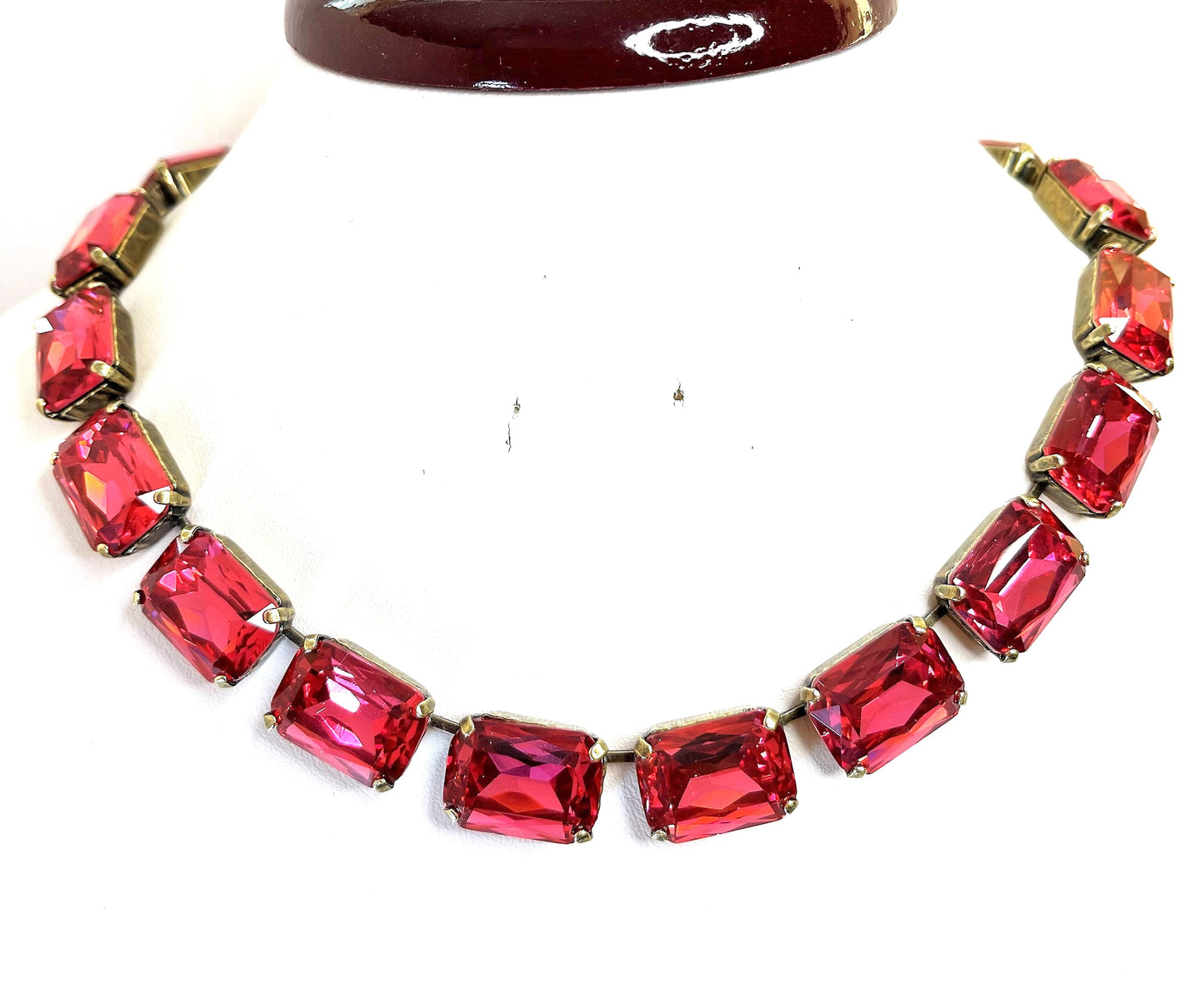 Pink Red Georgian Collet Necklace | Anna Wintour Style | Statement Riviere Necklace