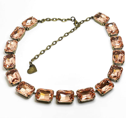 Peach Clear Crystal Georgian Collet Necklaces | Statement Riviere Choker | Anna Wintour Style