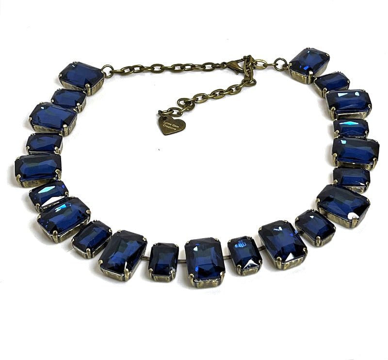 Dark Blue Crystal Georgian Collect Necklaces | Anna Wintour Style | Statement Riviere Necklaces