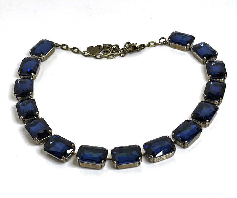Dark Blue Crystal Georgian Collect Necklaces | Anna Wintour Style | Statement Riviere Necklaces