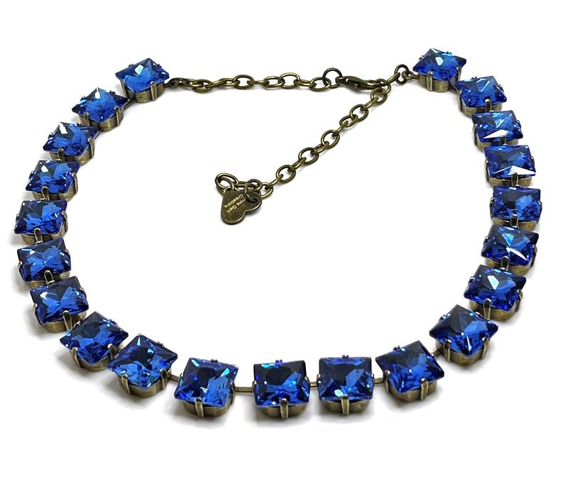 Dark Blue Crystal Georgian Collect Necklaces | Anna Wintour Style | Statement Riviere Necklaces