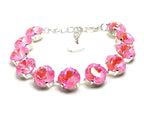Baby Pink Crystal Silver Plated Bracelet | Pink Tennis Bracelet